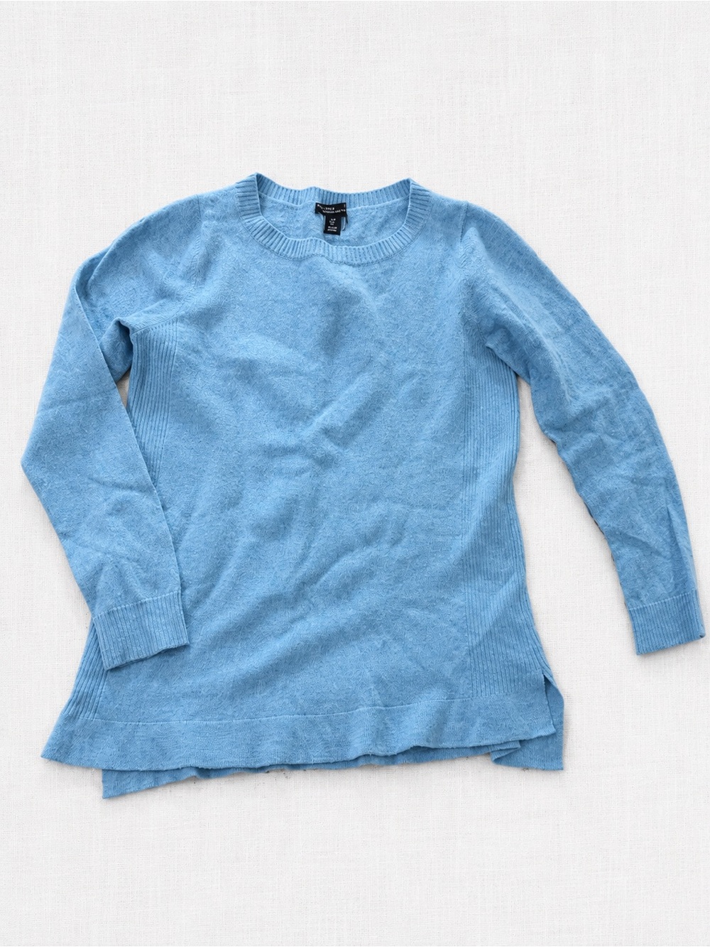 Carole Little Sky Blue Merino Crewneck Sweater 100% wool